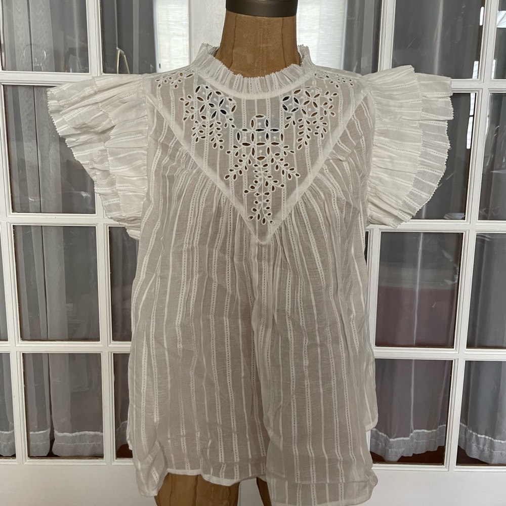 NWT Universal Thread white summer top boho blouse 100% cotton vacation resort
